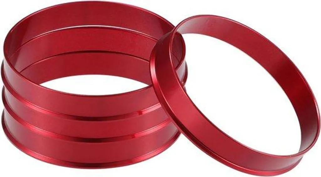 Anneaux de centrage en alu 67.1 - 66.1 mm pour moyeu de voiture rouge