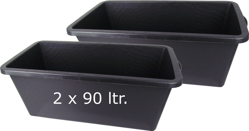2 Stück Mörtelwanne 90L Profi-Line | Mörtelkasten 90 Liter | aus robustem flexiblen Kunststoff | 31,5x80x50,5cm | Germany