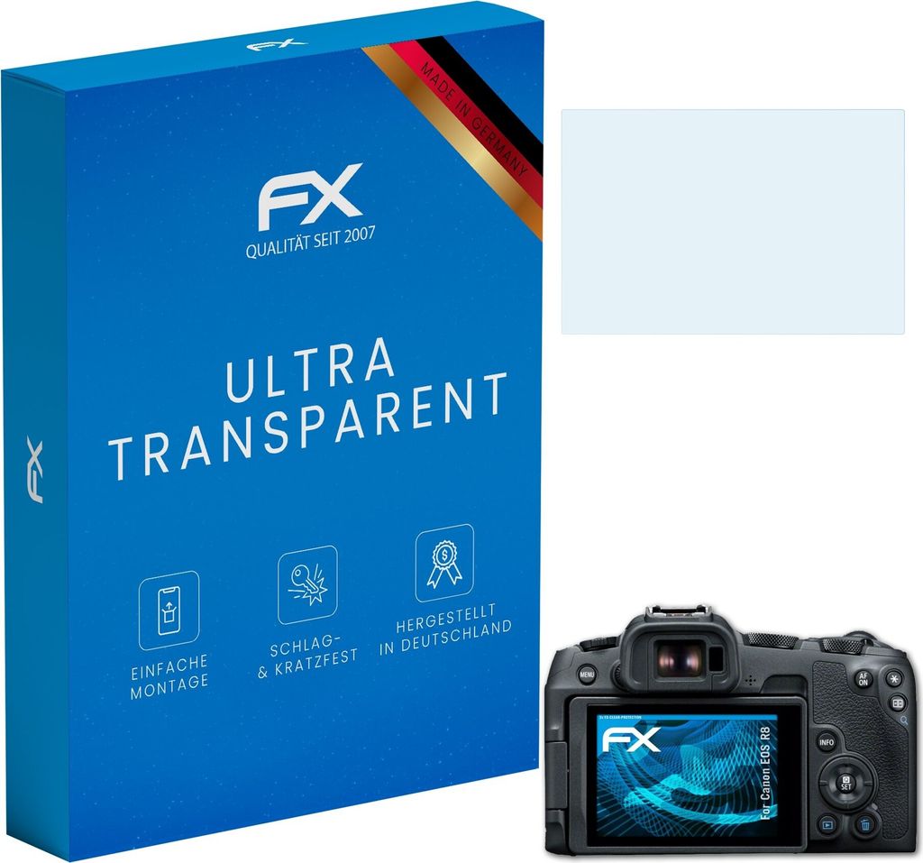 atFoliX FX-Clear 3x Schutzfolie kompatibel mit Canon EOS R8 Displayschutzfolie