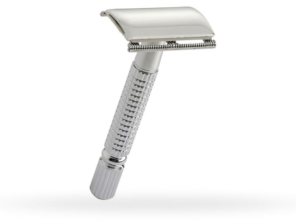 PREMAX Doppelklingen-Rasiermesser, verchromter Kohlenstoffstahl, geschlossener Kamm - RASIERMESSER 87787 verchromter Kohlenstoffstahl 9 cm - 3 1/2