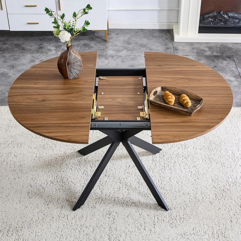 Table extensible gain de place en noyer et métal pour petits espaces - 6