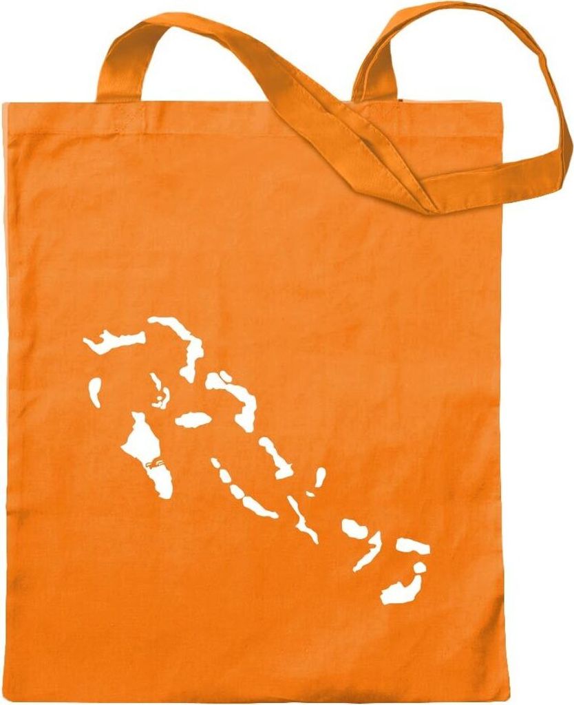 Kiwistar - Baumwolltasche - mandarin - Bahamas Umriss Kontur - Tragetasche Stoffbeutel Umhängetasche Langer Henkel