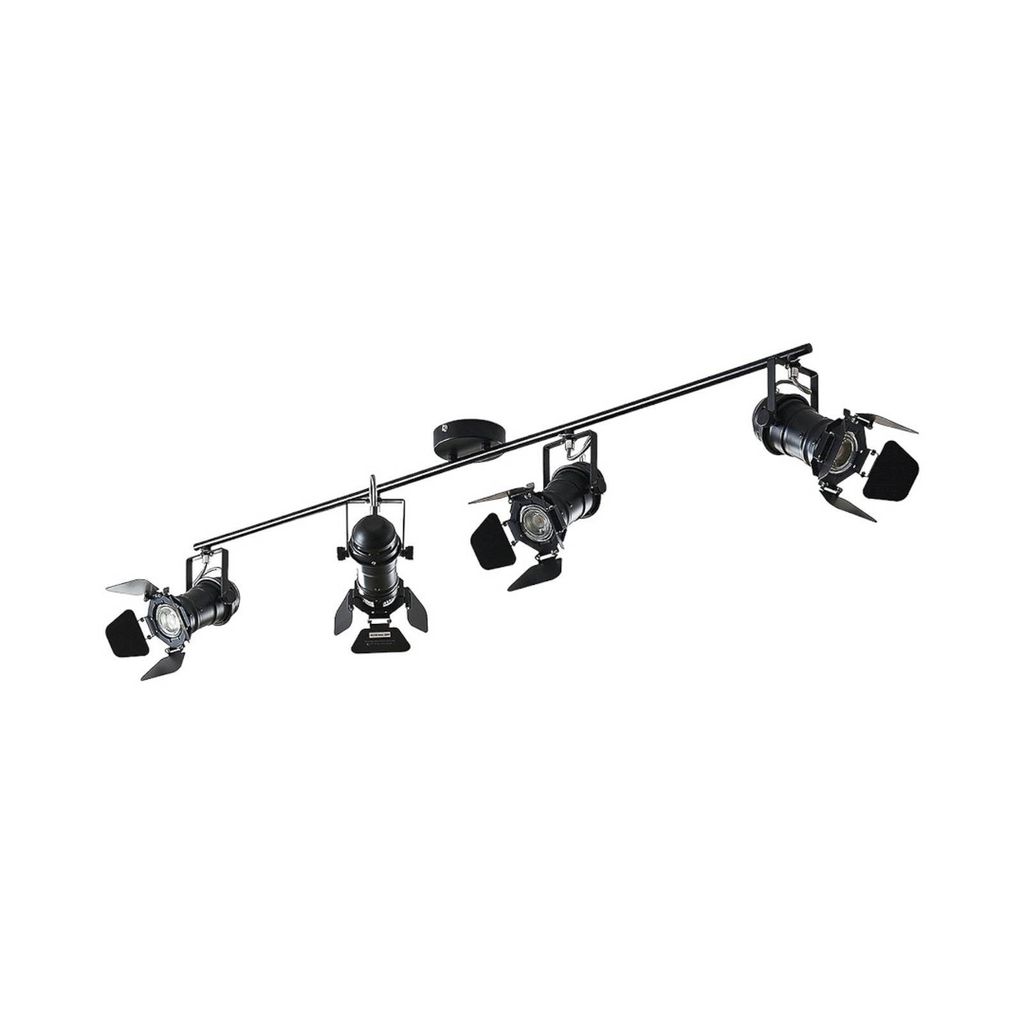 Lindby Deckenstrahler Tilen, 4-flg., schwarz, Metall, 125cm