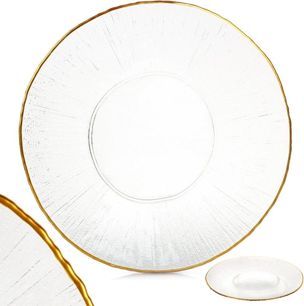 Große goldene Glasplatte, Kuchenplatte, Tablett für Kuchen, Snacks, Vorspeisen, 30 cm