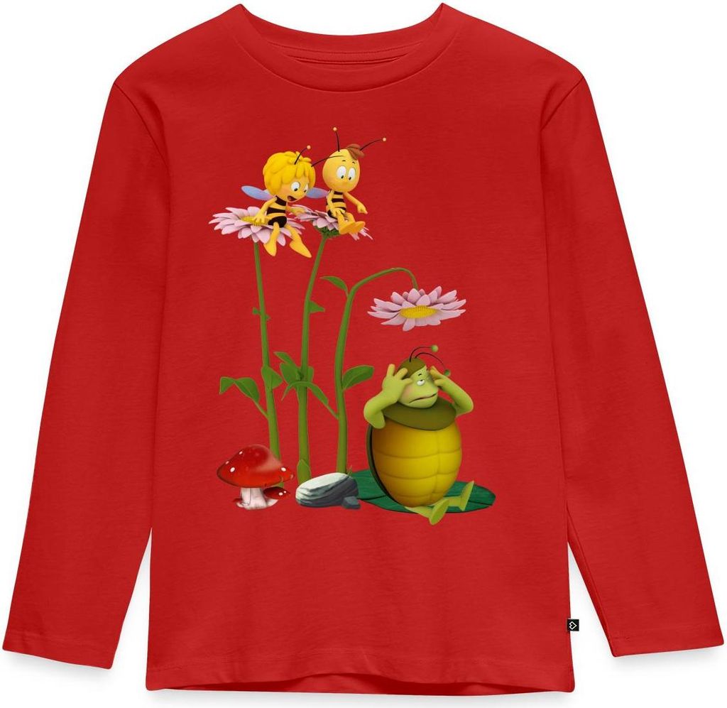 Spreadshirt Biene Maja Mistkäfer Kurt Kinder Premium Langarmshirt, 134/140 (8 Jahre), Rot