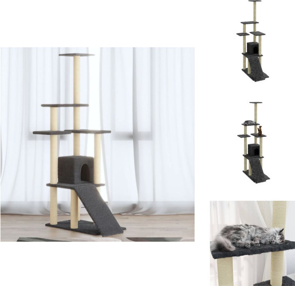 vidaXL Kratzbaum mit Sisal-Kratzsäulen Dunkelgrau 155 cm - Kratzbäume