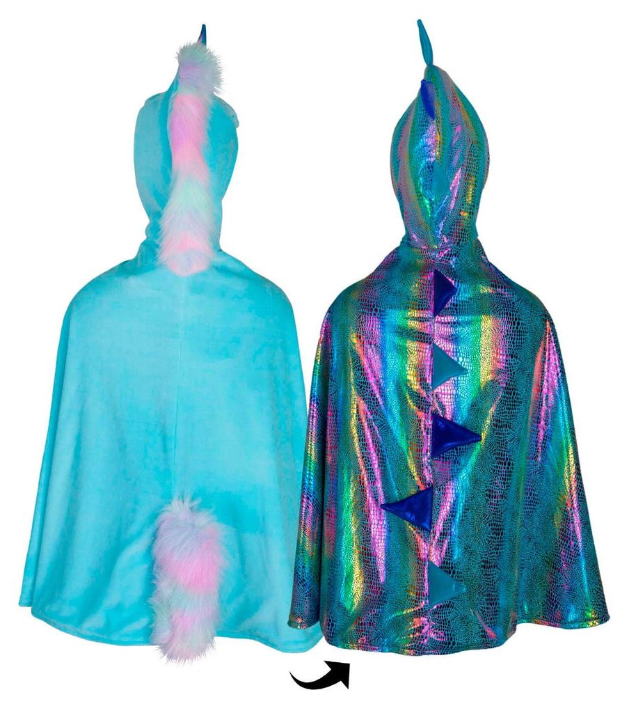 Wendecape Einhorn / Drache, blau, für 5-6 Jahre