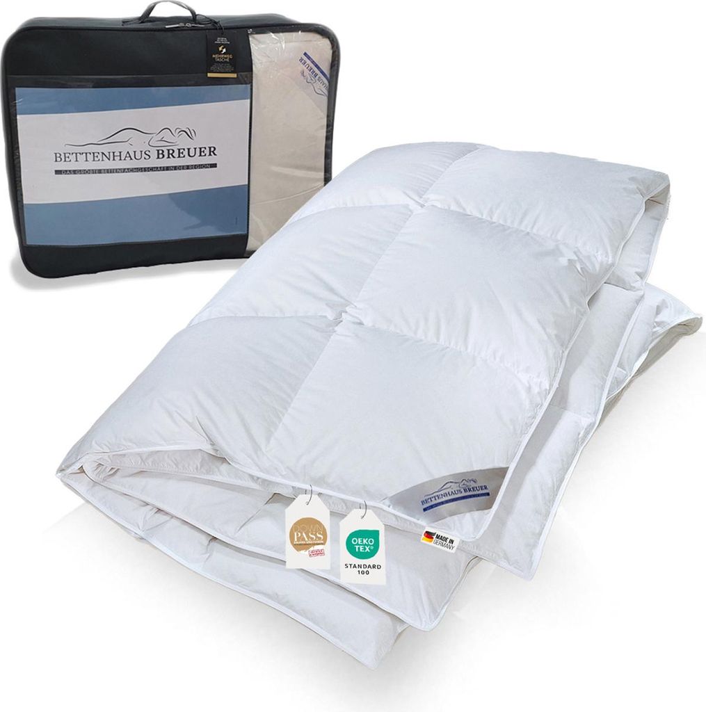 Warme Daunendecke 100% neue Daunen Bettdecke 155x220 Daunenpass 1010g