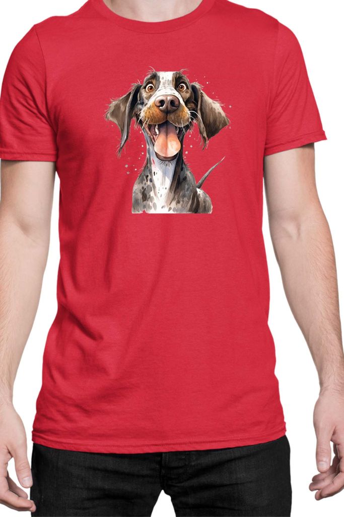 Herren T-Shirt Funny Dogs Breeds German Pointer Dog Breed, Man L / Rot
