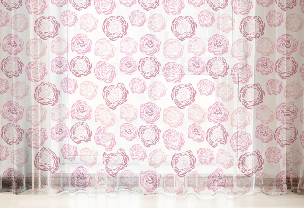 ABAKUHAUS Arazzo floreale, vista dall'alto Illustrazione di una composizione romantica di rose in fiore, tessuto da parete in raso setoso per soggiorno e camera da letto, 160 cm x 274 cm, rosa malva tortora - 6
