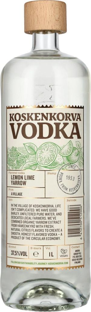 Koskenkorva Vodka LEMON LIME YARROW Flavoured 37,5% Vol. 1l Image du produit 
