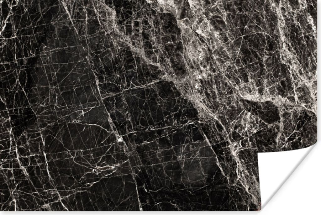 MuchoWow Poster Steine - Marmor - Schwarz - Weiß 120x80 cm - Bilder