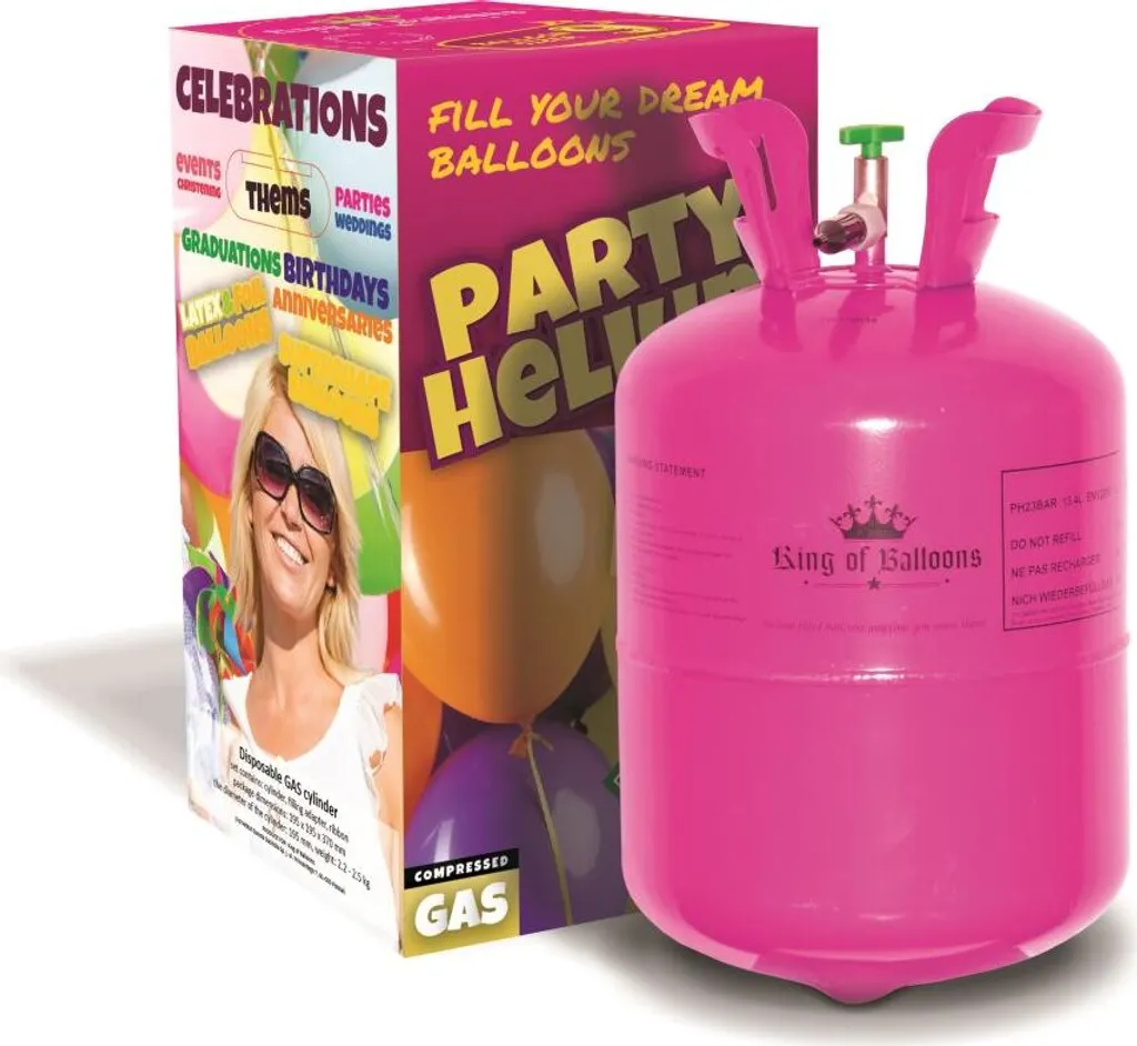 Hélium pour ballons King of Balloons - Bouteille jetable de 140 litres