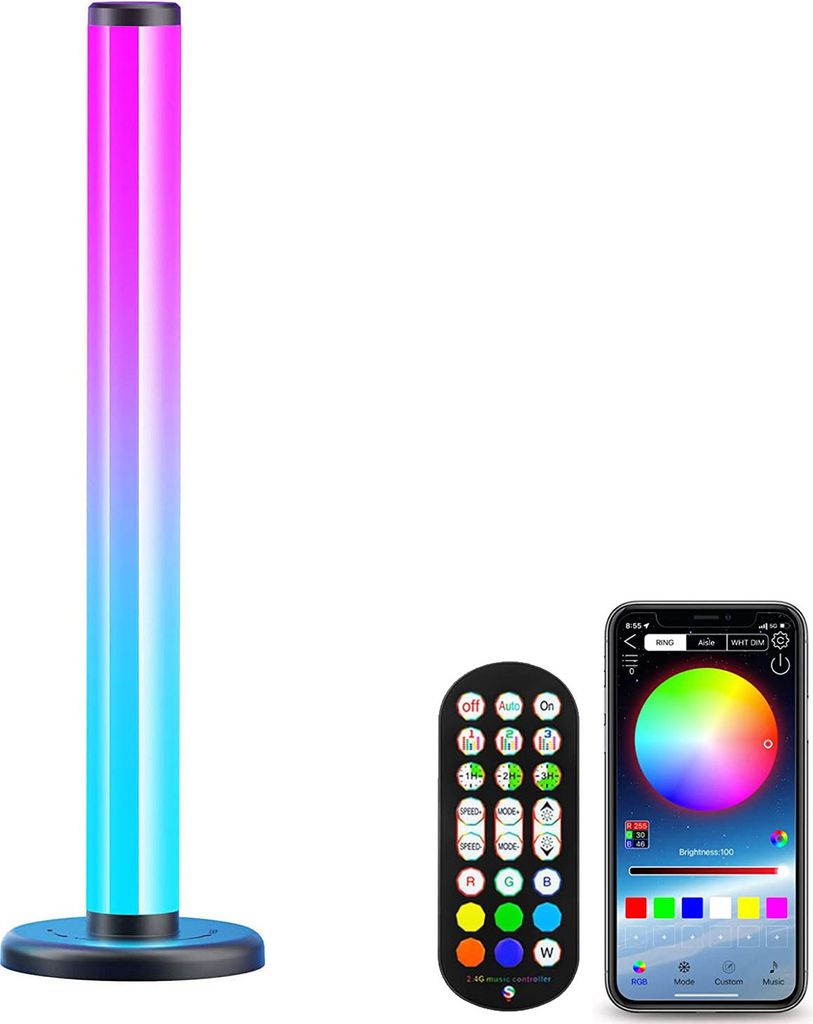 360°Smart RGB Lightbar,33CM Rhombus LED Gaming Leuchten mit 16 Mil. Farbe, Sync mit Musik TV Hintergrundbeleuchtung, APP-Fernbedienung Umgebungsla...