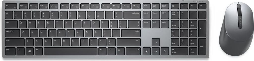 DELL Pro Plus-Tastatur und -Maus – KM7321W - spanisch (QWERTY), Volle Größe (100%), Kabellos, RF Wireless + Bluetooth, QWERTY, Grau, Titan, Mau...