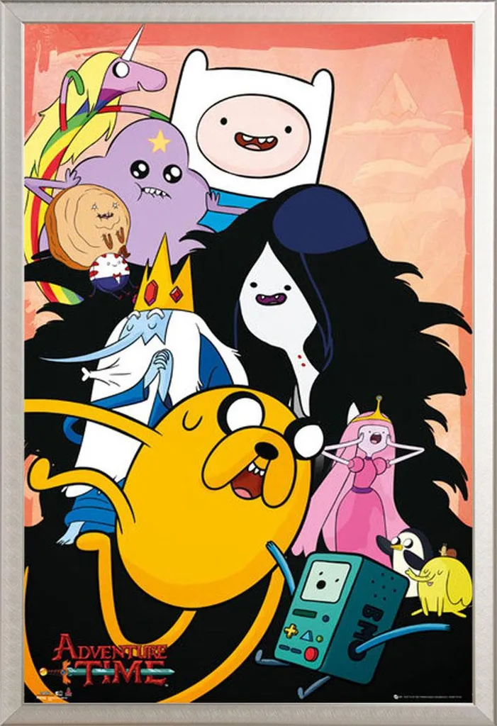 Poster Adventure Time Collage con Cornice Shinsuke Argento 61x91.5cm