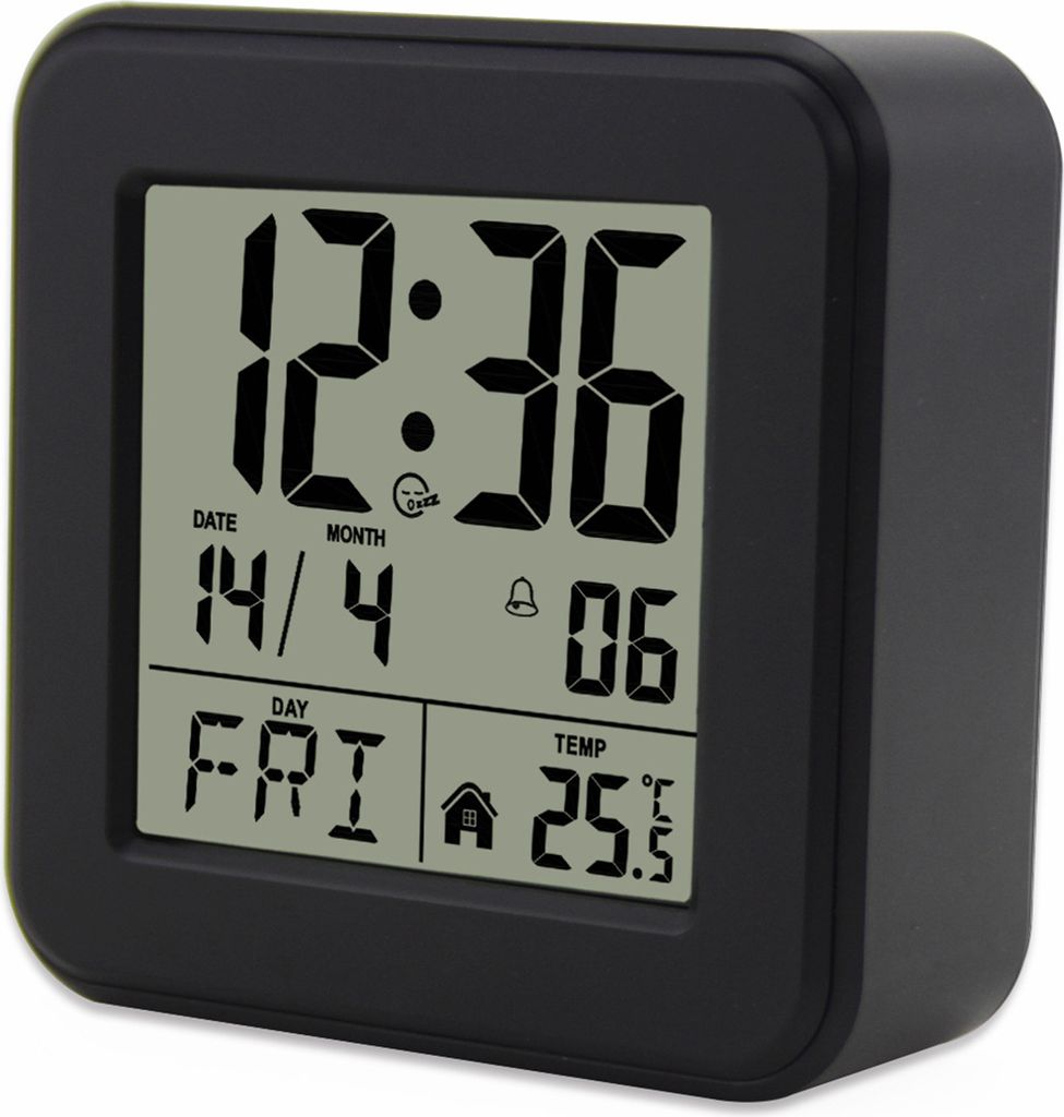 Digitaler Wecker, Schreibtischuhr mit grossem Bildschirm, Nachttischuhr mit Temperatur, tragbare Uhr mit weisser Hintergrundbeleuchtung, Schlummerf...