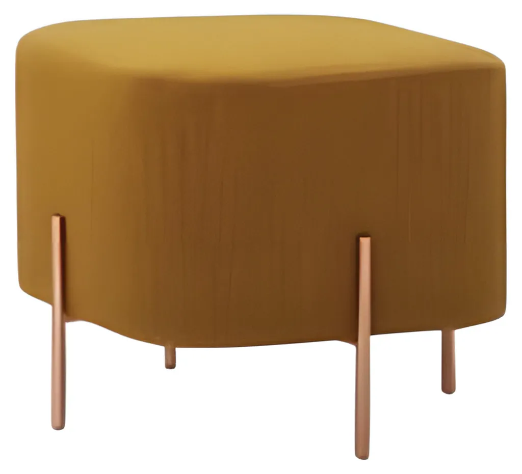 Petit tabouret d'appoint en bois avec assise textile jaune - Meuble déco