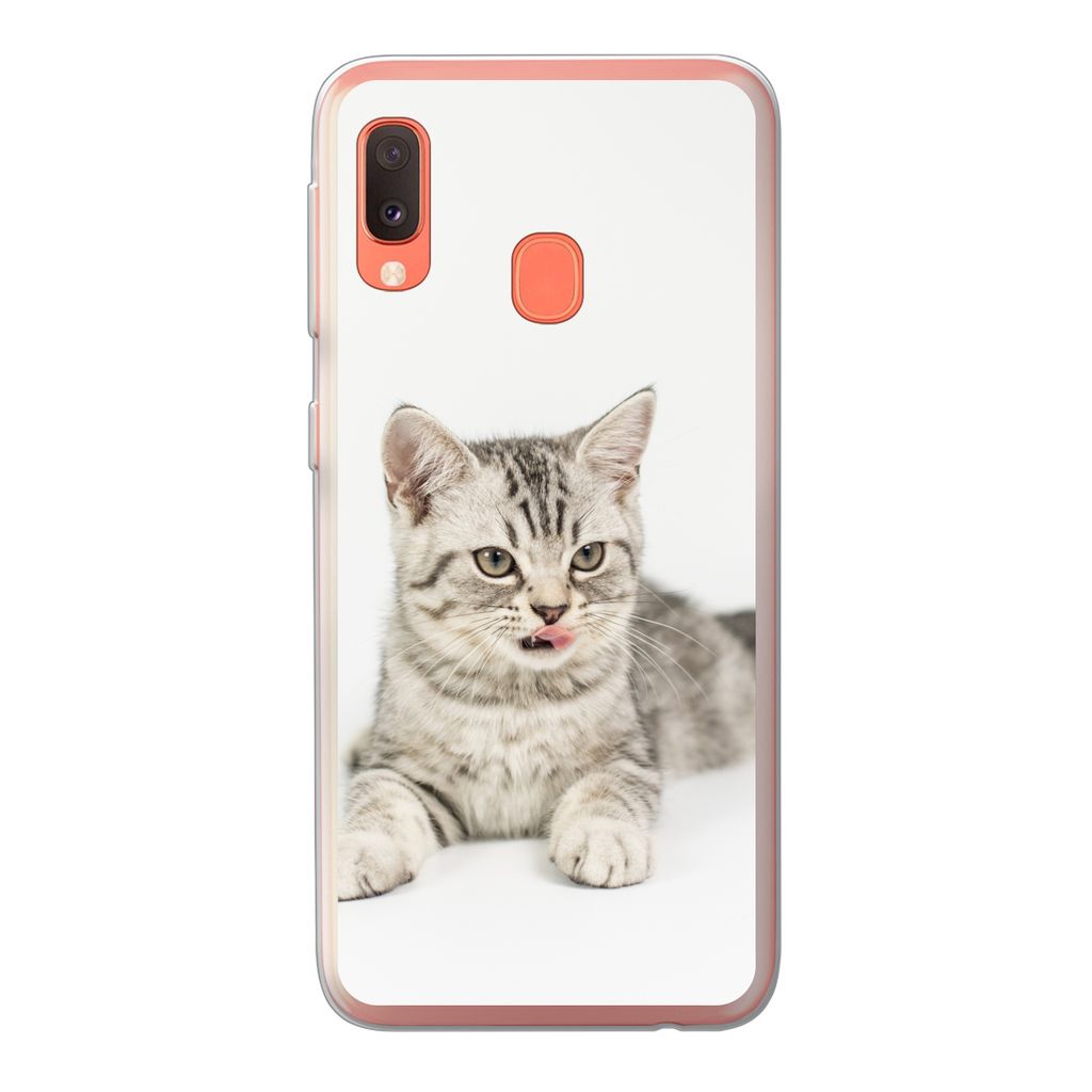 MuchoWow Handyhülle Schutzhülle Hülle für Samsung Galaxy A20e Kitten - Weiß - Sohle - Mädchen - Kinder - Jungen - Kind Silikon Softcase Han...