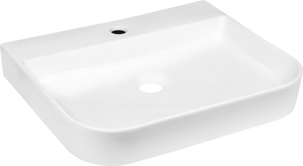 Kerra Keramik Waschbecken KR-43 weiß glänzend niedriges 50x42x8cm mit Ablage
