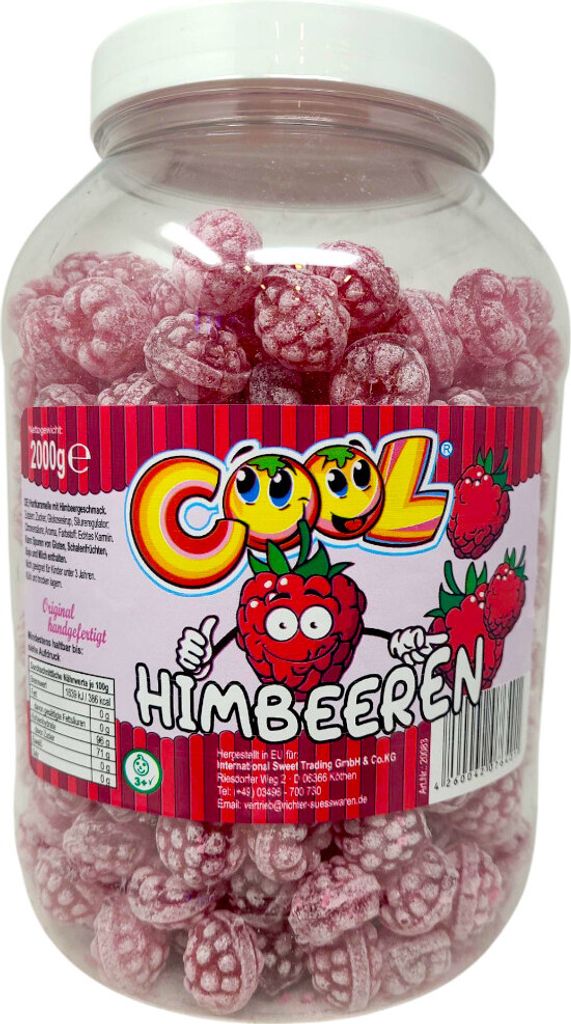 Cool Himbeeren Bonbons Hartkaramellen 2 kg Dose Fruchtbonbons