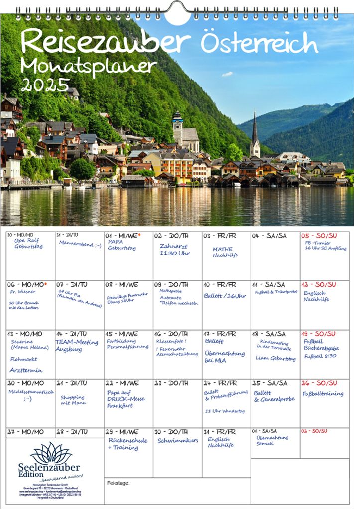 Reisezauber Österreich Planer DIN A4 Kalender für 2025 Wien Reise Urlaub Berge - Seelenzauber