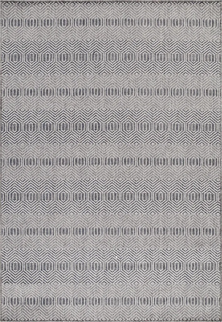 Tapis pour Terrasse et Balcon 120x170 cm Robuste Tissage Plat Gris Chic