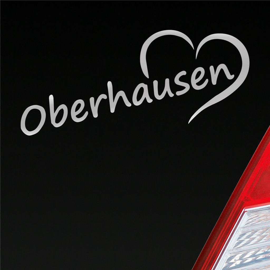 Auto Aufkleber Oberhausen Herz Stadt City Liebe Love 20x8 cm Silber Sticker Heckscheibenaufkleber