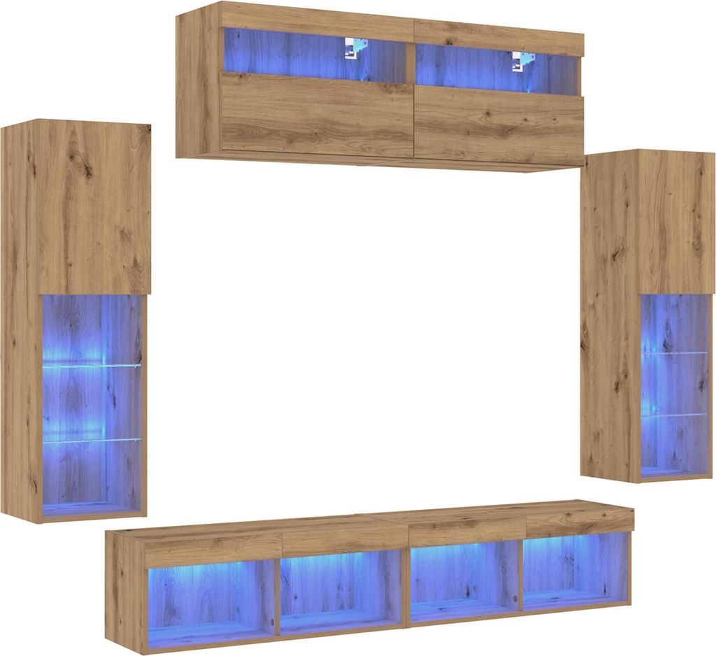 vidaXL TV-Schrankset Wandmontiert 6 pcs Artisan-Eiche Holzwerkstoff