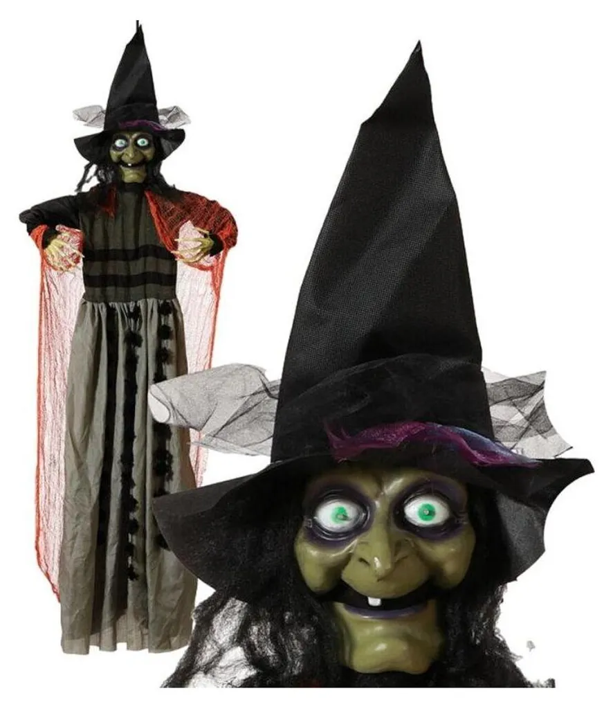 Sorcière Animée 183cm Halloween : Yeux Lumineux et Cris Terrifiants - 6