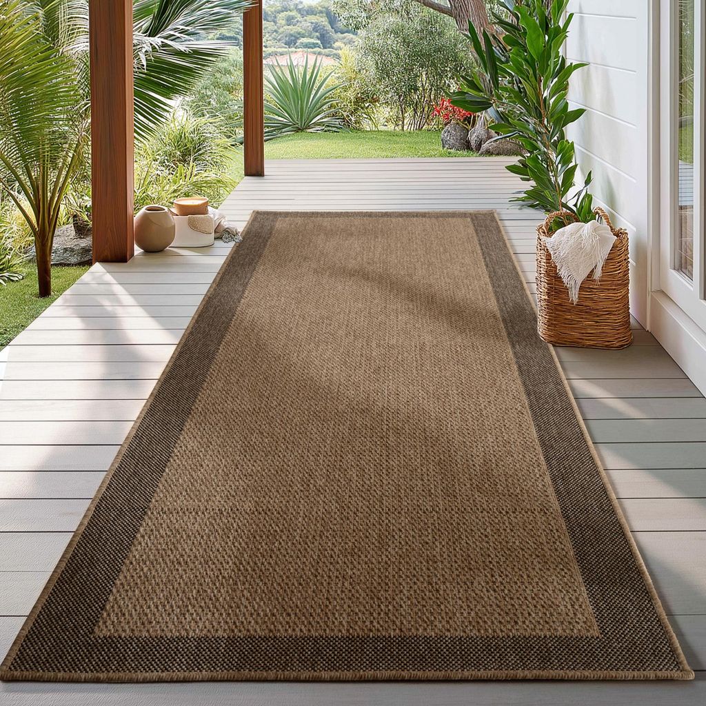 Homebyhome In- & Outdoor Teppich Wetterfest im natürlichen Jute-Look, ideal für Wohnzimmer, Küche, Terrasse & Balkon, Grösse 80x150 cm