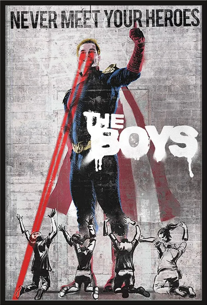 Affiche Encadrée The Boys Homelander Stencil Cadre Noir Shinsuke 61x91cm