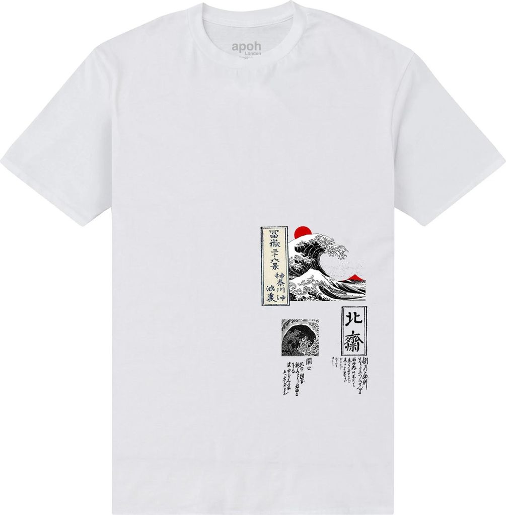 Apoh - "Great Wave" T-Shirt für Herren/Damen Uni PN487 (L) (Weiß)