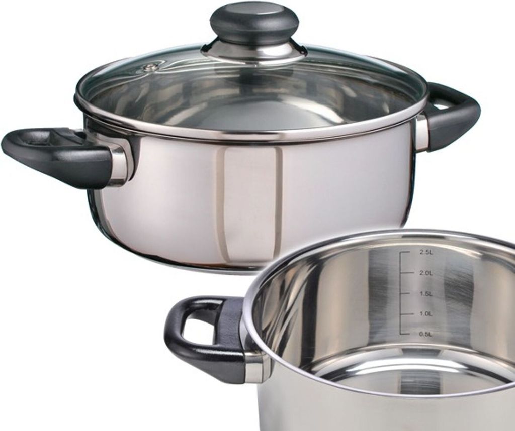Edelstahl Bräter Kochtopf Bratentopf Topf Induktion mit Glasdeckel Ø 20 cm