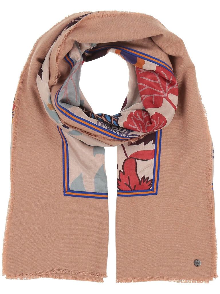 FRAAS Schal Scarf With Floral Design Deep Blue mehrfarbig