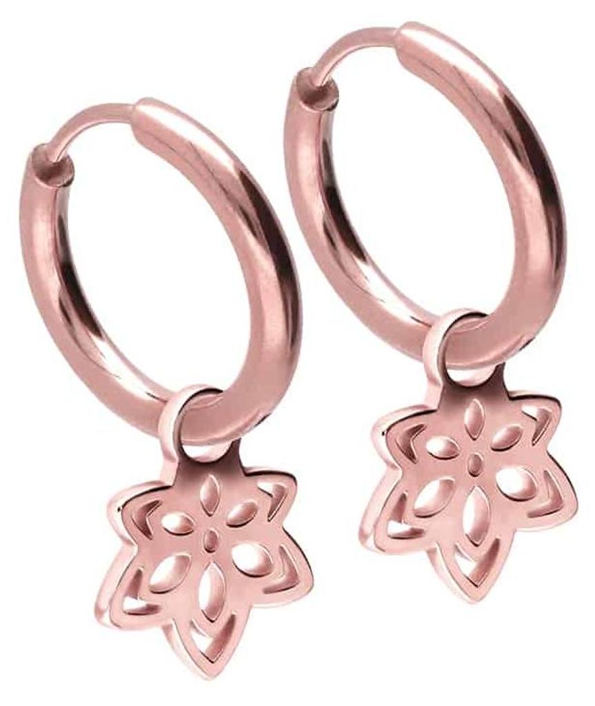 Chirurgenstahl Ohrclicker Creolen BLÜTE RoséGold Innendurchmesser: 10mm + Designstärke: 2mm