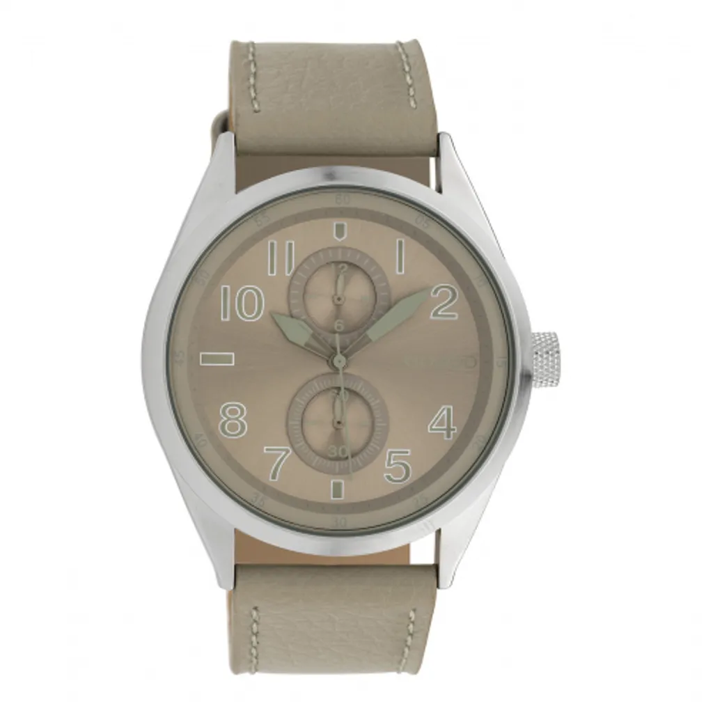 Bracelet de montre Oozoo en cuir gris argent 42 mm pour homme et femme