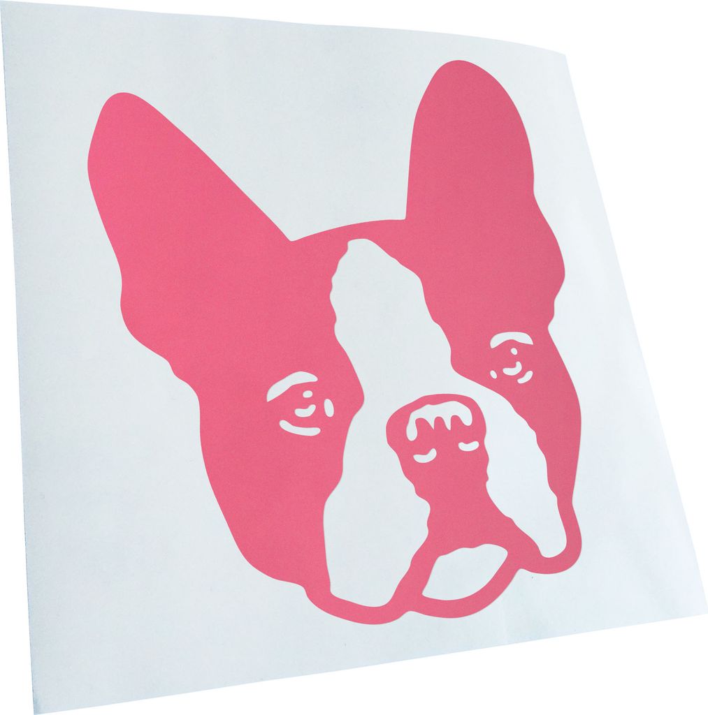 Kiwistar - Autoaufkleber - Boston Terrier Hund - Flieder - 12x10cm - Aufkleber für Auto, Laptop, Fahrrad, LKW, Motorrad mehrfarbig JDM Decal Racing