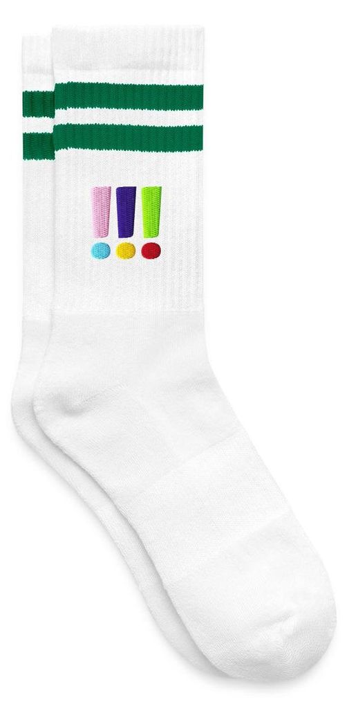 Spreadshirt Die Drei Ausrufezeichen Logo Stick Gestreifte Tennissocken, 37-41, Weiß/Grün