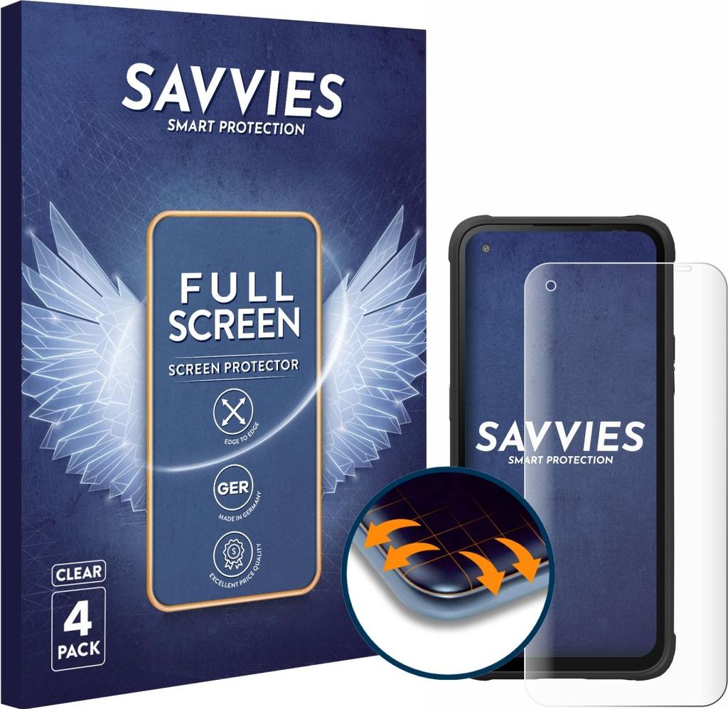 4x Savvies Fullscreen Schutzfolie für Hammer Blade V 5G Displayschutz Folie Fullcover Klar Transparent