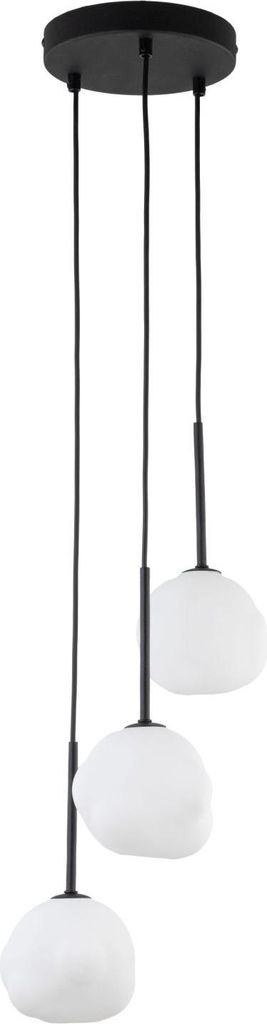 Hängeleuchte Glas Metall G9 B: 27 cm H: max. 145 cm Schwarz Weiß 3-flammig Kugel Schirm Modern Pendelleuchte