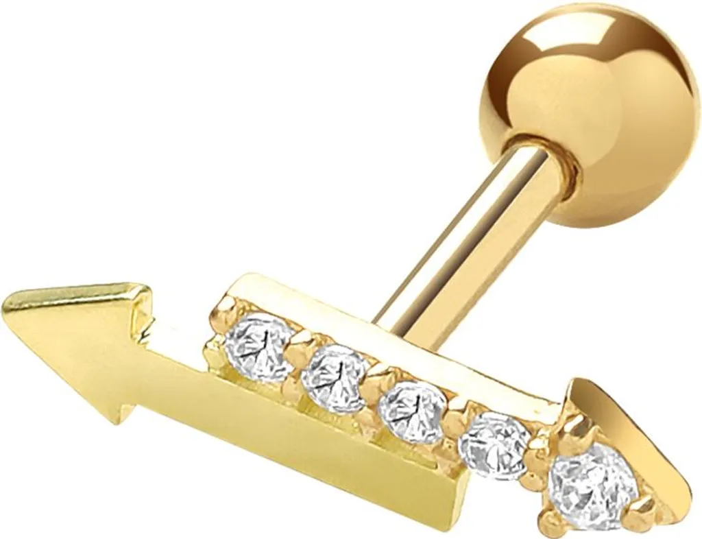 Clou d’oreille pour deuxième trou ou cartilage en Or et Zirconium