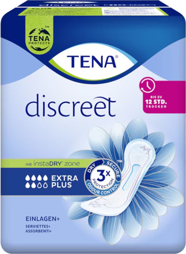 The image shows the packaging of Tena Lady Discreet incontinence pads.