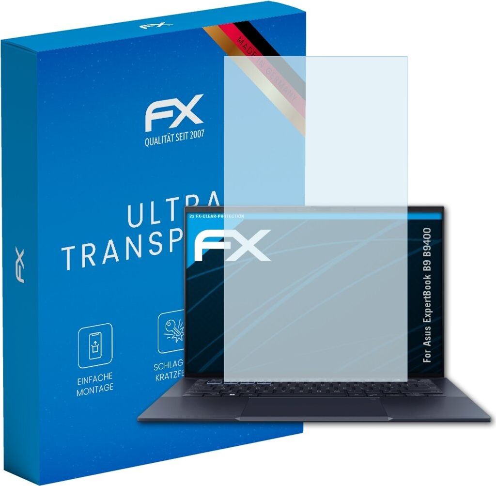 atFoliX FX-Clear 2x Schutzfolie kompatibel mit Asus ExpertBook B9 (B9400) Displayschutzfolie