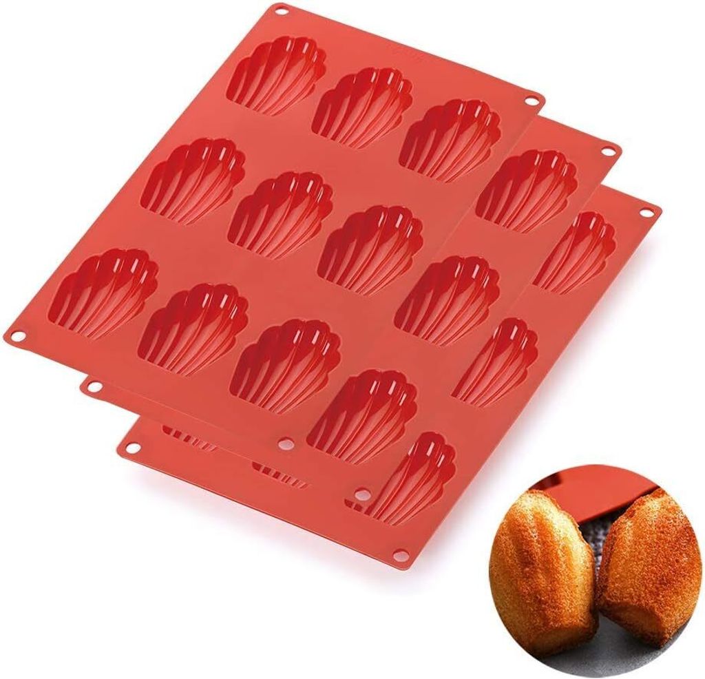 Madeleine-Förmchen 3 Stück, Silikonform Mit 9 Mulden, Für Produktbild 