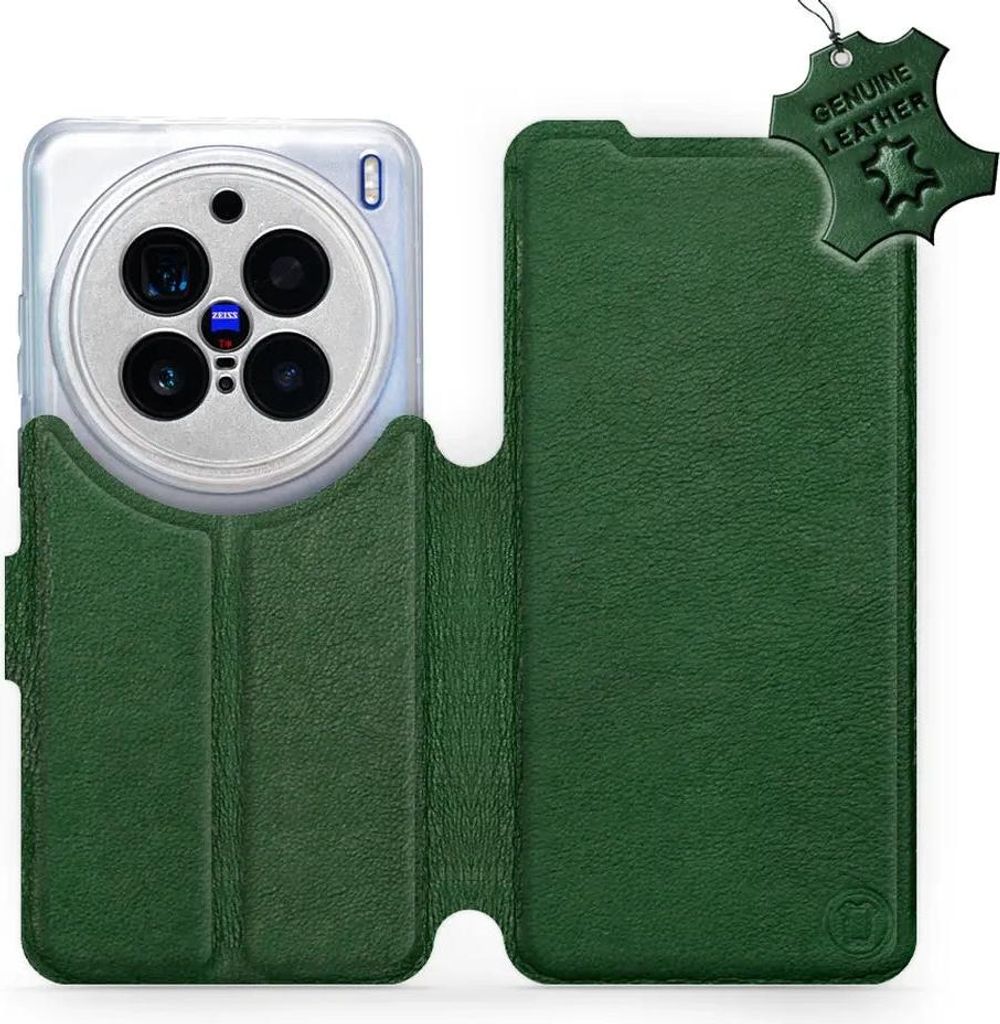 Echtleder Handyhülle für Vivo X200 Pro, Mobiwear Leather, Grün