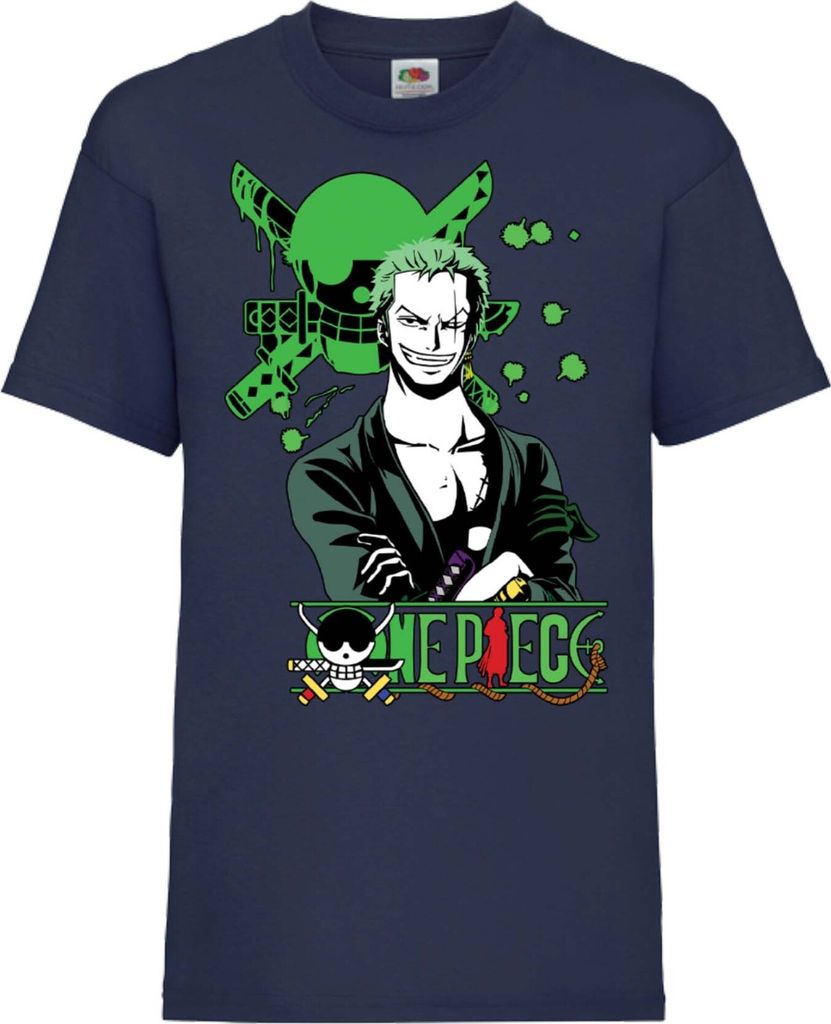 Kinder T-Shirt One Manga Piece Anime Roronoa Zoro 03 Zoro, 7-8 Jahr - 128 / Dunkelblau