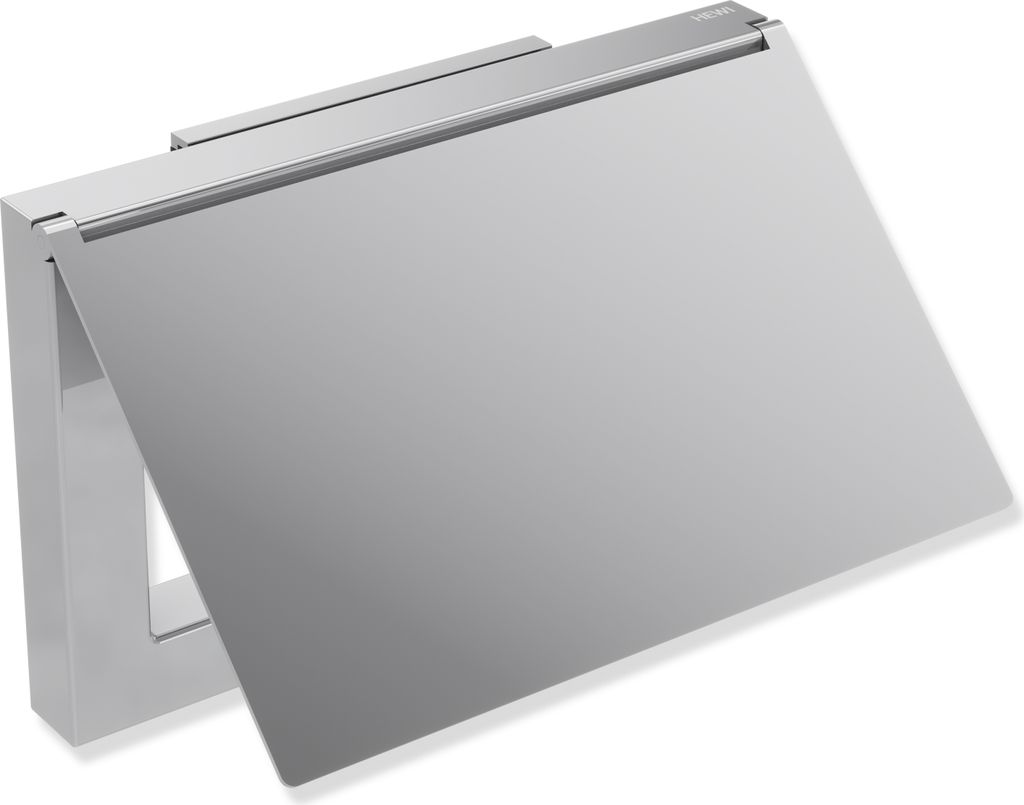 HEWI WC-Papierhalter mit Deckel, Edelstahl, verchromt, Breite 140 mm, Höhe 90 mm, Tiefe 23 mm