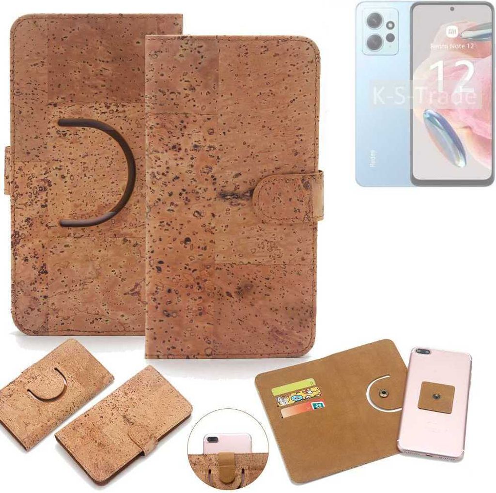 K-S-Trade Handy-Hülle Schutz-Hülle kompatibel mit Xiaomi Redmi Note 12 Global Handyhülle Schutzhülle Korkhülle Kork-Hülle 1x