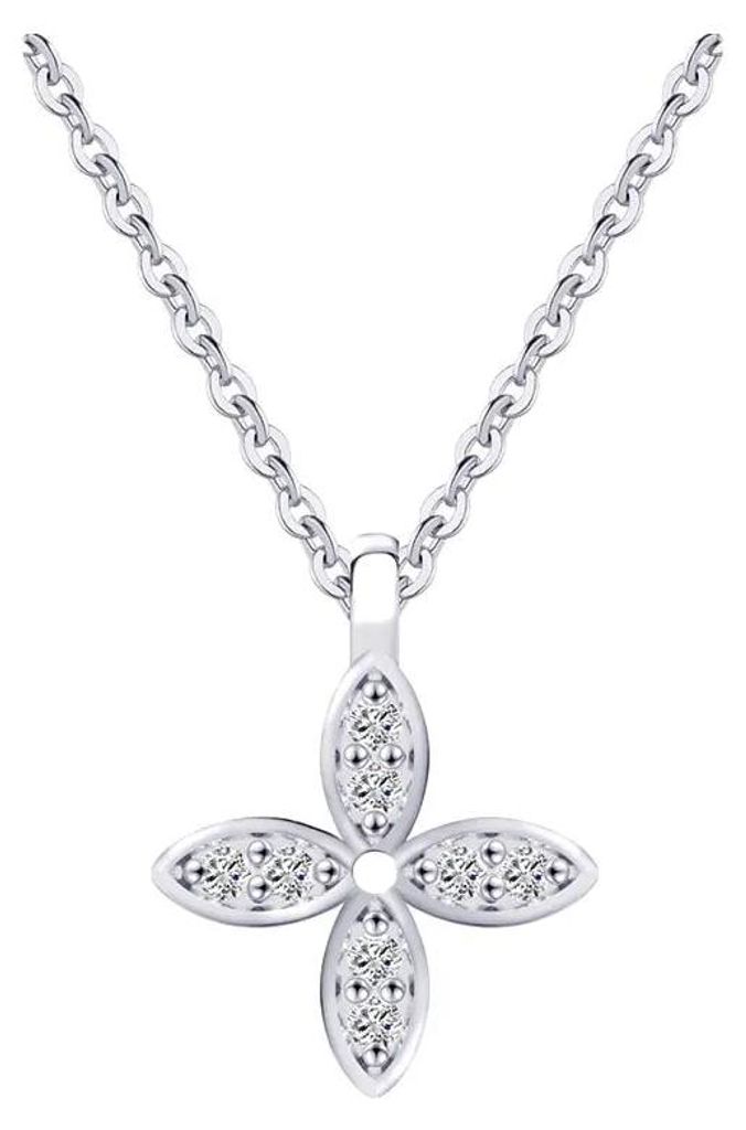 Serelina Kleeblatt-Kette aus 925 Silber mit Zirkonia – Produktbild 
